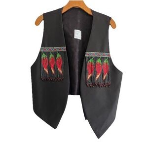 VTG Handmade Artisan Southwestern Beaded Vest Women's Large Deborah Armijo Art